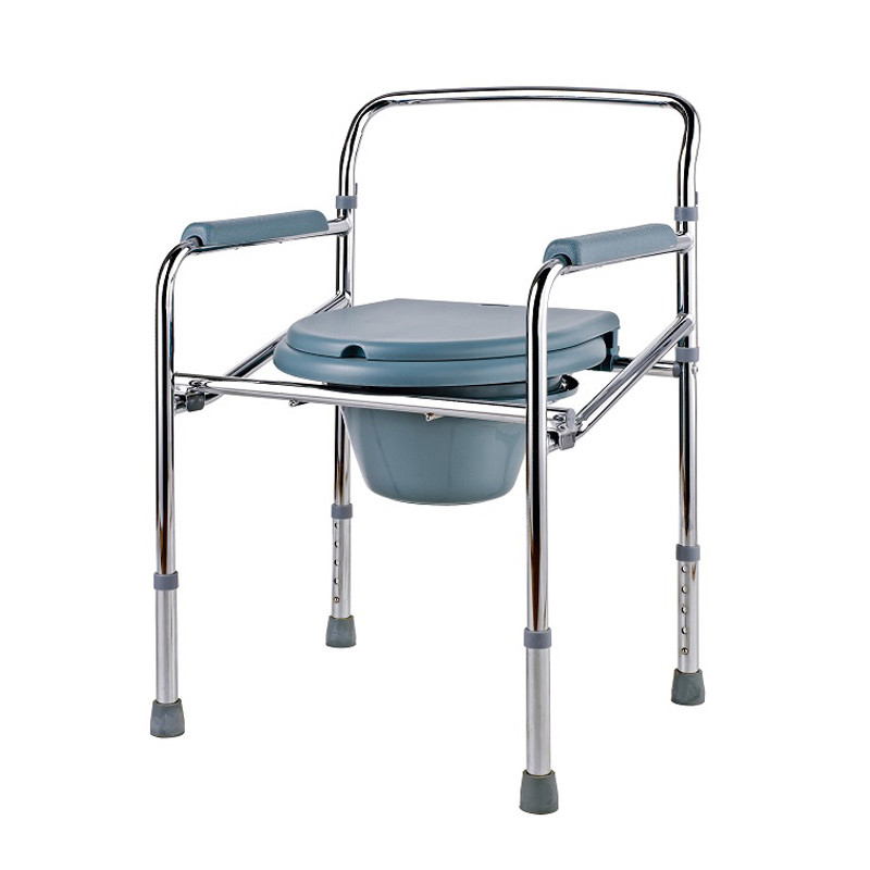 Steel Folding Height Adjustable Toilet Commode Chair