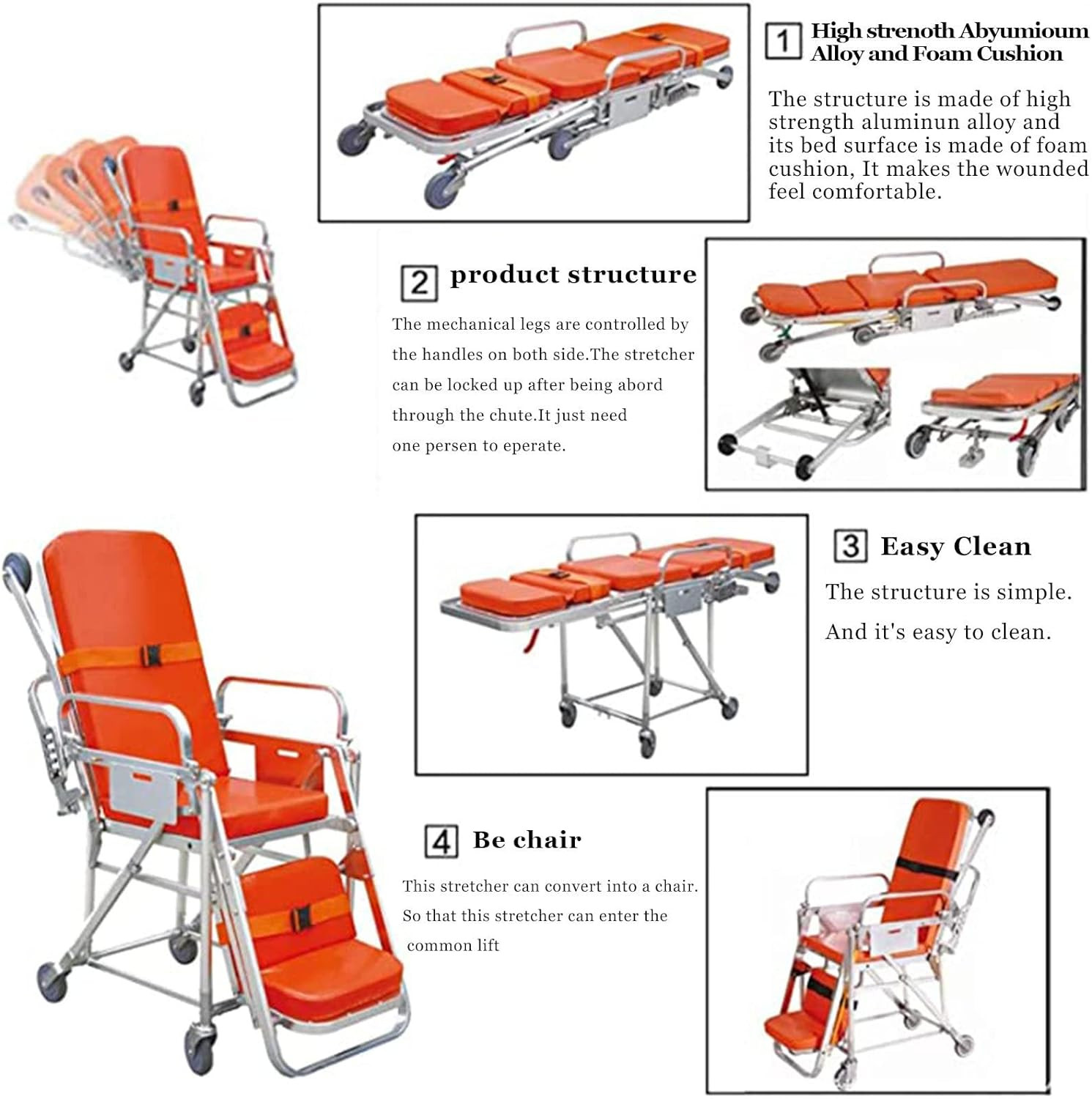 Foldable (Chair like) Ambulance Stretcher/ Multipurpose Ambulance Stretcher