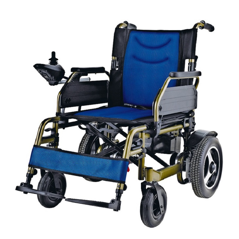 Blue Foldable Electric Wheelchair
