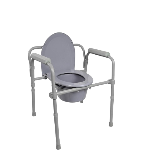 Folding Toilet Commode Chair with 7.5 qt Bucket, 350 lbs Weight Capacity, 13 1/2 in Seat Width,