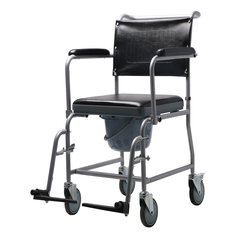 Economic Steel Hospital Commode Wheelchair with Castors