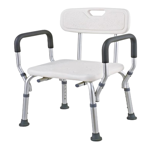 Adjustable Height Shower Chair with Arms and Backrest