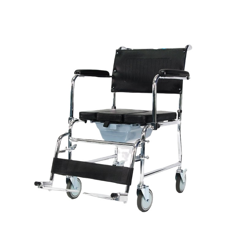 Commode Wheelchair with Castors and U-Cut